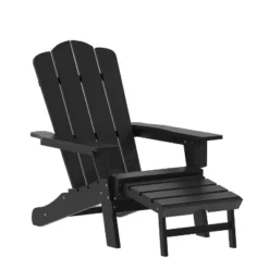 Emma And Oliver Set Of 2 Adirondack Chairs With Cup Holders And Pull Out Ottoman, All-Weather HDPE Indoor/Outdoor Lounge Chairs -Emma And Oliver GUEST 999bb88d a847 410d 9890 1e8432fdc1cd