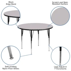 Emma And Oliver 48" Round Laminate Adjustable Activity Table -Emma And Oliver GUEST 99d03a77 10e7 488a 8e59 e0f0d8cc77f6