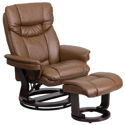 Emma And Oliver Multi-Position Recliner & Curved Ottoman With Swivel Wood Base 12 Emma And Oliver Multi-Position Recliner & Curved Ottoman With Swivel Wood Base - Image 12