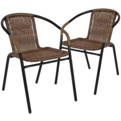 Emma And Oliver 2 Pack Rattan Indoor-Outdoor Restaurant Stack Chair With Curved Back -Emma And Oliver GUEST 99ef61cf b6f4 4faf b583 3c9cf82f5a89