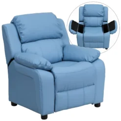 Emma And Oliver Deluxe Padded Contemporary Kids Recliner With Storage Arms -Emma And Oliver GUEST 9a1a9969 c74b 49af bed0 63829ebf2435