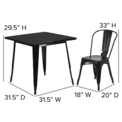 Emma And Oliver Commercial Grade 31.5" Square Metal Indoor-Outdoor Table Set With 4 Stack Chairs -Emma And Oliver GUEST 9af6864c 0f84 4213 8619 89080030dfc4