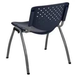 Emma And Oliver Home And Office Navy Plastic Stack Chair With Perforated Back - Guest Chair -Emma And Oliver GUEST 9b31b3c7 3e01 47a3 b224 e9c358adf45c