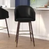 Emma And Oliver Upholstered Bar Height Dining Stool With Wood Frame - Set Of 2