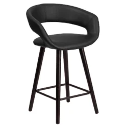 Emma And Oliver 2 Pk. 24'' High Contemporary Vinyl Counter Height Stool With Cappuccino Wood Frame -Emma And Oliver GUEST 9bb5eaa9 a95d 4e68 bdbb eda5a44e3617