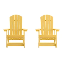 Emma And Oliver Set Of 2 Marcy Classic All-Weather Poly Resin Rocking Adirondack Chairs With Stainless Steel Hardware For Year Round Use -Emma And Oliver GUEST 9bf83807 02d3 4f0a 9a44 80f4547e5fda