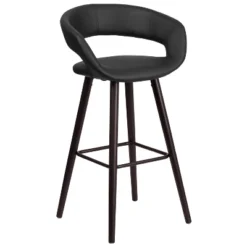 Emma And Oliver 29"H Wood Rounded Open Back Barstool -Emma And Oliver GUEST 9d17850d cccc 4a43 b121 13e117bb840e