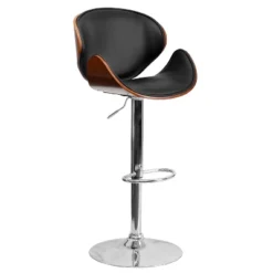 Emma And Oliver Bentwood Adjustable Height Barstool With Curved Vinyl Seat/Back -Emma And Oliver GUEST 9d8ccb21 066e 44ff b371 1e3265cb9b93