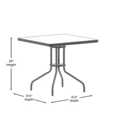 Emma And Oliver 31.5" Square Tempered Glass Metal Table With Smooth Ripple Design Top -Emma And Oliver GUEST 9d91b969 ed61 41a3 bc12 75bd040e8e3f
