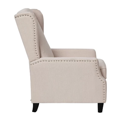 Emma And Oliver Fabric Upholstered Easy Push Back Recliner - Classic Wingback Design With Nailhead Accent Trim And Footrest 2 Emma And Oliver Fabric Upholstered Easy Push Back Recliner - Classic Wingback Design With Nailhead Accent Trim And Footrest - Image 2