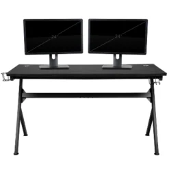 Emma And Oliver 55" Black Computer Gaming Desk - Headphone Holder - Cable Management - Mouse Pad -Emma And Oliver GUEST 9dd25227 96bd 495e b9fe 4602732813b8