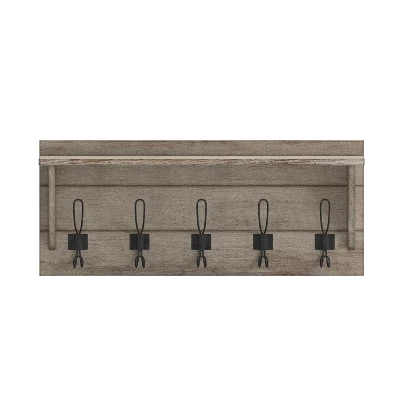 Emma And Oliver Rustic Wall Hanging Storage Rack With 5 Hooks For Entryway, Kitchen, Bathroom And More 10 Emma And Oliver Rustic Wall Hanging Storage Rack With 5 Hooks For Entryway, Kitchen, Bathroom And More - Image 10