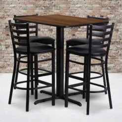 Emma And Oliver 20 Emma And Oliver 24"W X 42"L Rectangular Laminate Table Set & 4 Ladder Back Stools
