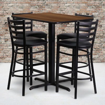Emma And Oliver 24"W X 42"L Rectangular Laminate Table Set & 4 Ladder Back Stools 1 Emma And Oliver 24"W X 42"L Rectangular Laminate Table Set & 4 Ladder Back Stools