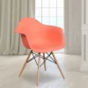 Emma And Oliver Plastic Accent Dining Chair With Arms And Wooden Legs