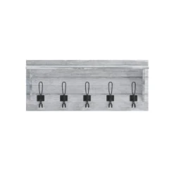 Emma And Oliver Rustic Country Wall Mounted Entryway Shelf With 5 Rustic Hooks And Wood Construction -Emma And Oliver GUEST 9f152084 965d 4955 92dd 7e0b56f49599