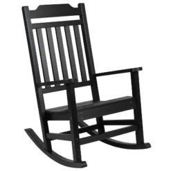 Emma And Oliver All-Weather Rocking Chair In Faux Wood - Patio And Backyard Furniture -Emma And Oliver GUEST 9f3939ff e94e 4e4d a129 da609721ca97
