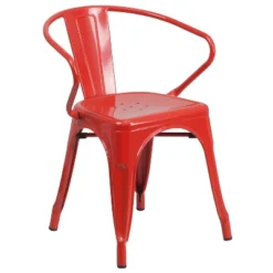 Emma And Oliver Commercial Grade Colorful Metal Indoor-Outdoor Chair With Arms -Emma And Oliver GUEST 9fdfccdd 0cbe 409f b7f1 9a445eb459ae
