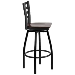 Emma And Oliver Black Ladder Back Swivel Metal Restaurant Dining Barstool -Emma And Oliver GUEST 9fe7efa8 f661 4d38 84bf f968db264318