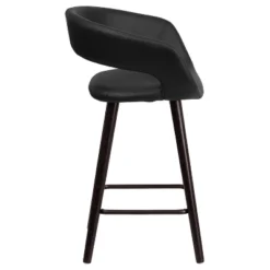 Emma And Oliver 24"H Cappuccino Wood Rounded Open Back Counter Height Stool -Emma And Oliver GUEST 9fef0ef8 fea0 496c 98a7 87a08670b946