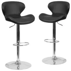 Emma And Oliver 2 Pack Contemporary Vinyl Adjustable Height Barstool With Curved Back And Chrome Base -Emma And Oliver GUEST a01f23b4 e3b1 47b4 a5ca 543c2039b03d