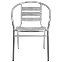 Emma And Oliver Aluminum Indoor-Outdoor Stack Chair With Triple Slat Back And Arms -Emma And Oliver GUEST a035ac89 4d0a 449d a6d4 36786cacc5c7