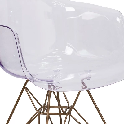 Emma And Oliver Transparent Side Chair With Arms And Gold Base 5 Emma And Oliver Transparent Side Chair With Arms And Gold Base - Image 5