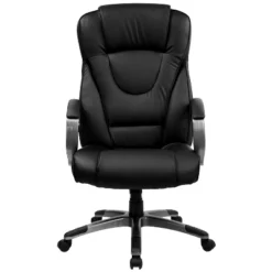 Emma And Oliver High Back Black LeatherSoft Swivel Office Chair Titanium Nylon Base/Loop Arms -Emma And Oliver GUEST a0a8514f 3c46 41dc 9326 42125aa1623c