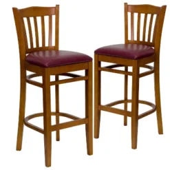 Emma And Oliver 2 Pack Vertical Slat Back Wooden Restaurant Barstool -Emma And Oliver GUEST a0c88e23 3df1 4d0e 81da 4e1c098cb587
