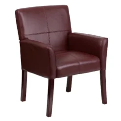 Emma And Oliver Leather Executive Side Reception Chair With Mahogany Legs -Emma And Oliver GUEST a11198d3 98d4 4319 88f4 51d34f368943