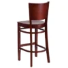 Emma And Oliver Solid Back Wooden Restaurant Dining Barstool