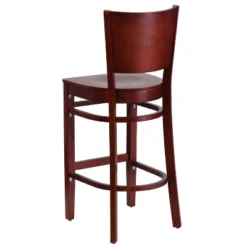 Emma And Oliver Solid Back Wooden Restaurant Dining Barstool