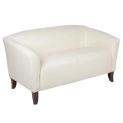 Emma And Oliver Leather Reception/Living Room Loveseat With Cherry Wood Feet -Emma And Oliver GUEST a1f40232 cdd0 43db 9ddf 033cb3837c88