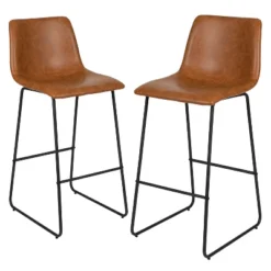 Emma And Oliver Set Of 2 Kitchen Bar Height Stool - 30 Inch LeatherSoft Barstool -Emma And Oliver GUEST a24dfef3 e6c0 4a8d 9fe2 cd6a967bc9ba