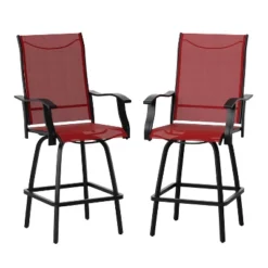 Emma And Oliver Patio Bar Height Stools Set Of 2, All-Weather Textilene Swivel Stools -Emma And Oliver GUEST a3ad6a4d 02b8 48bb a7ec e3d098ddda04