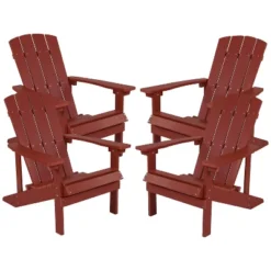 Emma And Oliver 4 Pack Outdoor All-Weather Poly Resin Wood Adirondack Chairs -Emma And Oliver GUEST a3b34a2e 2beb 49d6 9c4e a54296caba7f