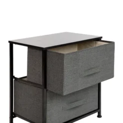 Emma And Oliver 2 Drawer Storage Stand With Wood Top & Dark Fabric Pull Drawers -Emma And Oliver GUEST a4b30040 2852 4544 a574 3ac65d78664b