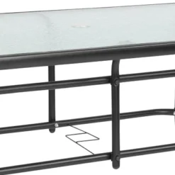Emma And Oliver 31.5" X 55" Rectangular Tempered Glass Metal Table With Umbrella Hole -Emma And Oliver GUEST a4dadb2d 8b6c 47d2 872c 8e724d21f368