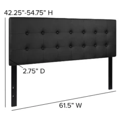 Emma And Oliver Button Tufted Upholstered Queen Size Headboard In Black Vinyl -Emma And Oliver GUEST a547de18 da3d 4d05 b549 c35cef09c369