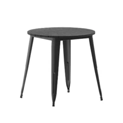 Emma And Oliver Indoor/Outdoor Dining Table, 30" Round All Weather Poly Resin Top With Steel Base -Emma And Oliver GUEST a554c032 ab21 4016 90f4 7cb811acd744