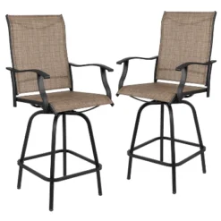 Emma And Oliver Patio Bar Height Stools Set Of 2, All-Weather Textilene Swivel Stools -Emma And Oliver GUEST a56bb3b0 3e3e 4b2d 9159 10a69ec5ebb1