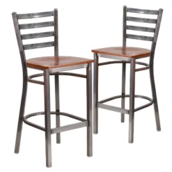 Emma And Oliver 2 Pack Clear Coated Ladder Back Metal Restaurant Barstool -Emma And Oliver GUEST a5cce2b9 0c39 458d 9ca7 abbd5ed0ada5