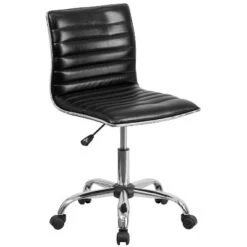 Emma And Oliver Low Back Designer Armless Ribbed Swivel Task Office Chair -Emma And Oliver GUEST a5fdbc2a a8ee 465c 8b7c a1b4987714d6