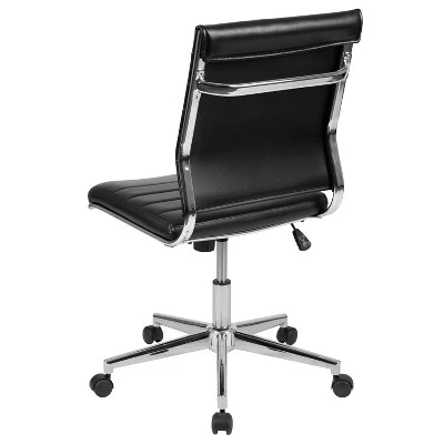 Emma And Oliver Mid-Back Armless LeatherSoft Ribbed Executive Swivel Office Chair 10 Emma And Oliver Mid-Back Armless LeatherSoft Ribbed Executive Swivel Office Chair - Image 10