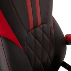 Emma And Oliver Ergonomic High Back Swivel Gaming Chair With Diamond Stitch Black Faux Leather Upholstery With Red Accent Stripes, Padded Arms -Emma And Oliver GUEST a6da5609 695b 4503 b9de ab9432a81c1d