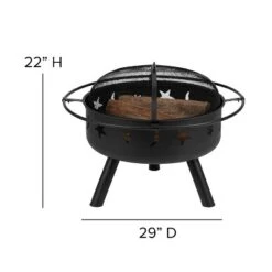 Emma And Oliver Three Piece Hartford Camping Set With Two Faux Wood Adirondack Chairs And Star And Moon Fire Pit With Mesh Cover -Emma And Oliver GUEST a6e66b83 47a3 4a0f b3ba 3aaac177bb12