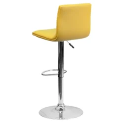 Emma And Oliver Yellow Vinyl Adjustable Height Barstool - Horizontal Stitch Back -Emma And Oliver GUEST a6f2d413 f7db 4c66 be98 9556e326cfc1