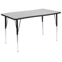 Emma And Oliver 3 Piece 76" Oval Wave Collaborative Grey Adjustable Activity Table Set -Emma And Oliver GUEST a6f41a07 19fe 4dfc bc60 7a3ab0db8eaa