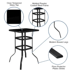 Emma And Oliver 5 Piece Outdoor Bar Height Set-Glass Patio Bar Table-All-Weather Barstools -Emma And Oliver GUEST a7681836 038e 40a0 8593 444afb542f6e