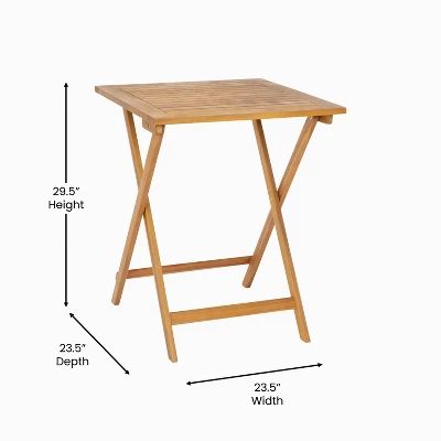 Emma And Oliver Portable Natural Solid Acacia Wood Folding Patio Side Table For Indoor And Outdoor Use 5 Emma And Oliver Portable Natural Solid Acacia Wood Folding Patio Side Table For Indoor And Outdoor Use - Image 5